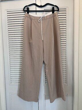 Zara wide leg pants | drawstring waist | beige | petite length | size L